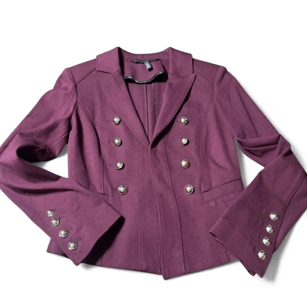 White House Black Market Women's Burgundy Tailored Blazer Jacket Size 0 Petite